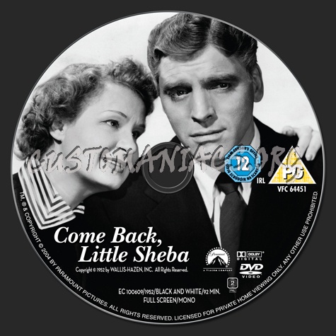 Come Back, Little Sheba dvd label