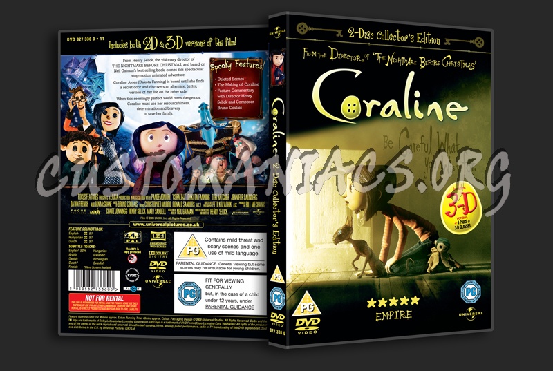Coraline 2D+3D dvd cover