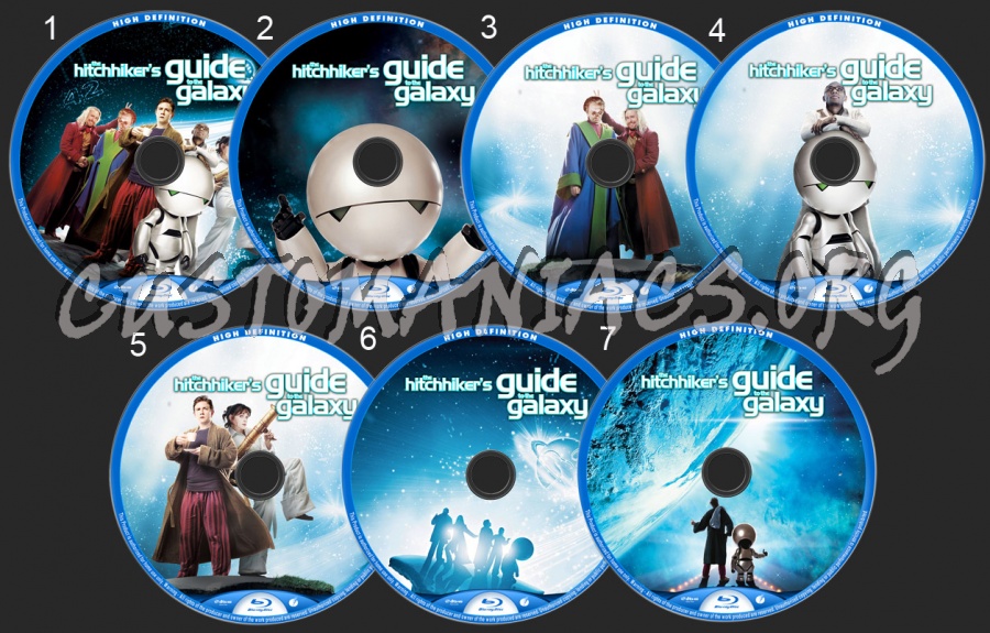 The Hitchhiker's Guide to the Galaxy blu-ray label