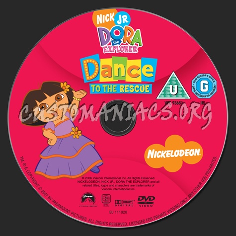 Dora the Explorer Dance to the Rescue dvd label.