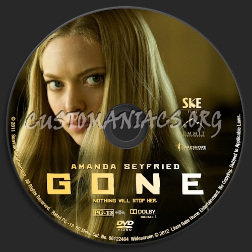 Gone (2012) dvd label