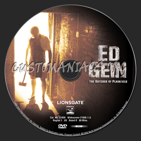 Ed Gein - The Butcher Of Plainfield dvd label