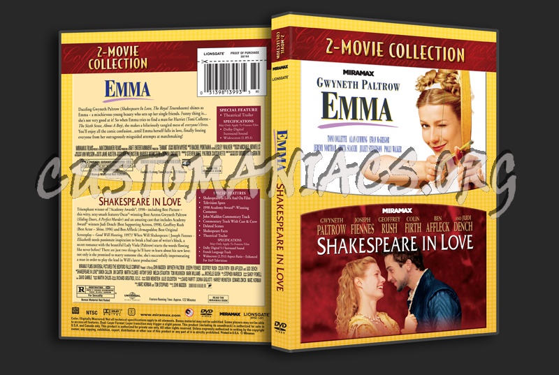 Emma / Shakespeare in Love dvd cover