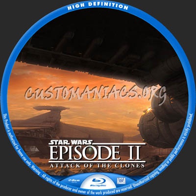 Star Wars Attack of the Clones blu-ray label
