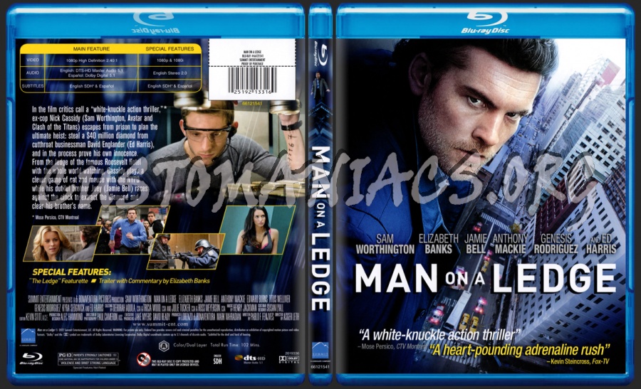 Man On A Ledge blu-ray cover