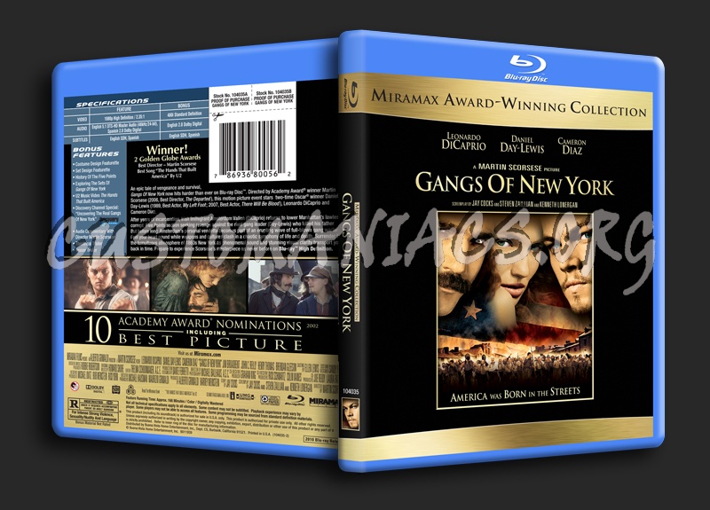 Gangs of New York blu-ray cover