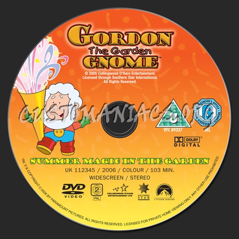 Gordon the Garden Gnome: Summer Magic in the Garden dvd label