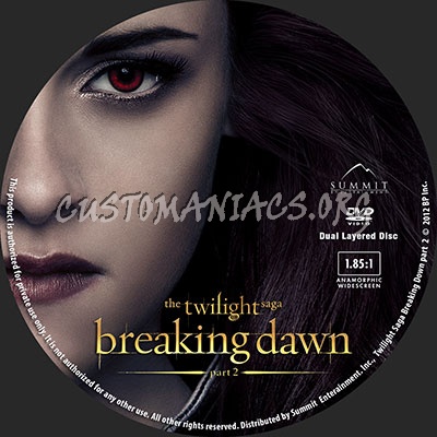 Twilight Saga: Breaking Dawn - Part 2 dvd label