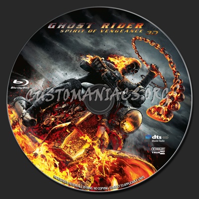 Ghost Rider Spirit of Vengeance 3D blu-ray label