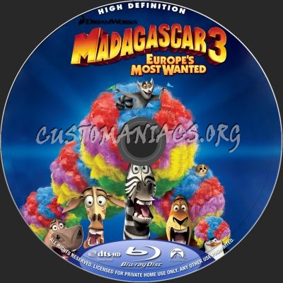 Madagascar 3: Europe's Most Wanted (2D+3D) blu-ray label