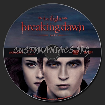 The Twilight Saga Breaking Dawn Part 2 dvd label