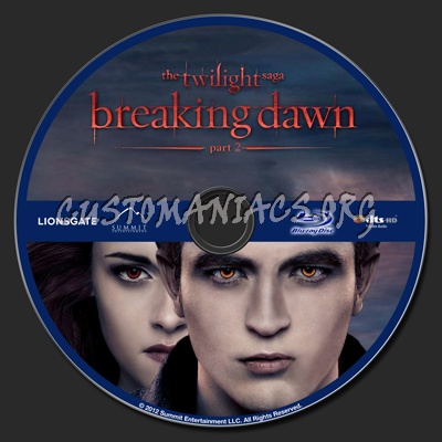 The Twilight Saga Breaking Dawn Part 2 blu-ray label