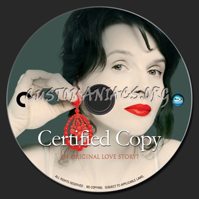 Certified Copy blu-ray label