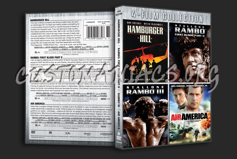 Hamburger Hill / Rambo 2 / Rambo 3 / Air America dvd cover