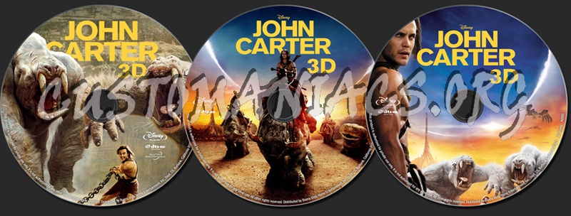 John Carter 3D blu-ray label
