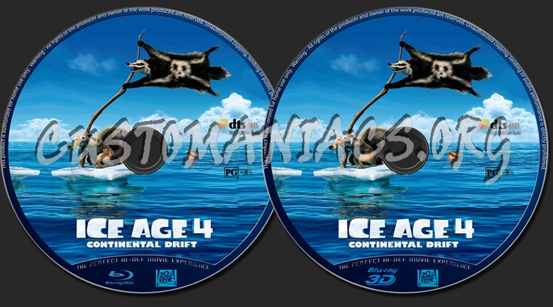 Ice Age: Continental Drift (2D/3D) blu-ray label
