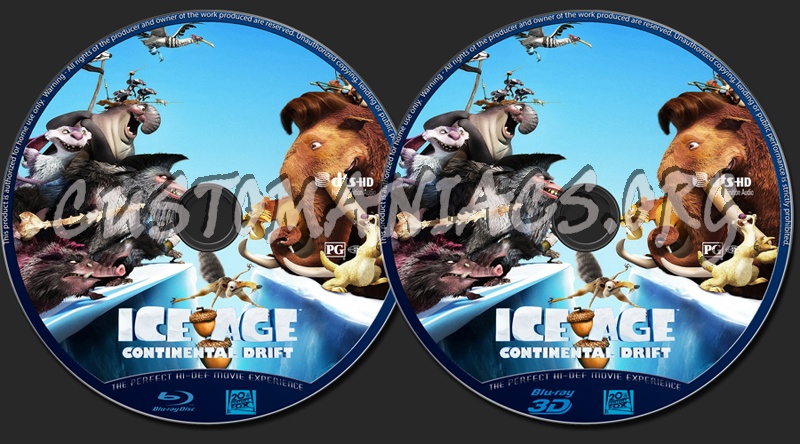Ice Age: Continental Drift (2D/3D) blu-ray label