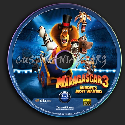 Madagascar 3 - Europe's Most Wanted blu-ray label