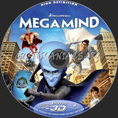 Megamind 3D blu-ray label