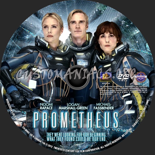 Prometheus (2012) dvd label