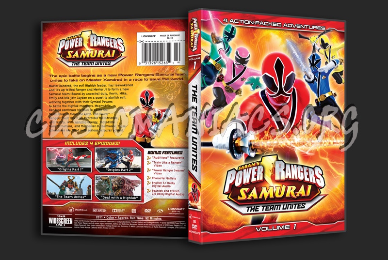 Power Rangers Samurai - The Team Unites- Volume 1 dvd cover