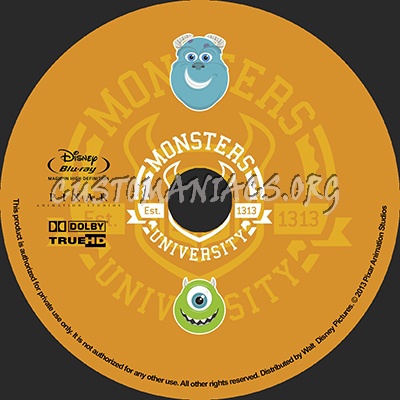 Monsters University blu-ray label