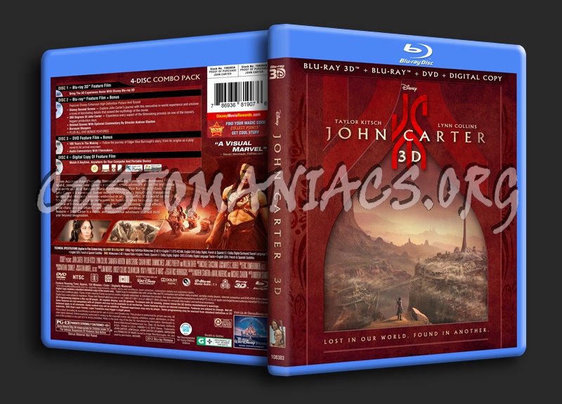 John Carter (3D) blu-ray cover