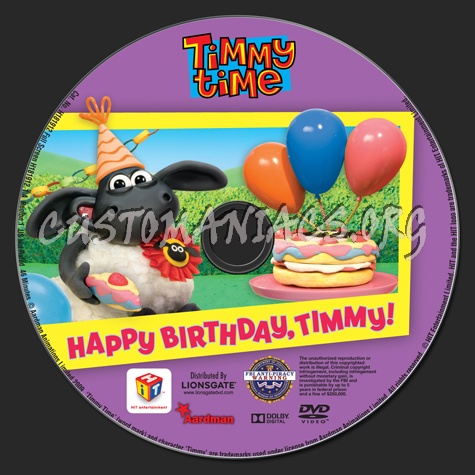 Timmy Time: Happy Birthday, Timmy! dvd label