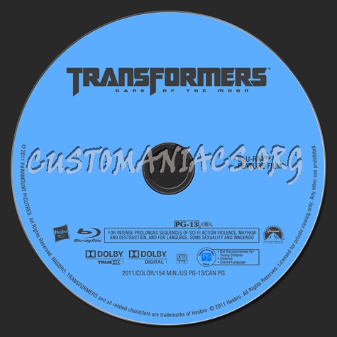 Transformers Dark Of The Moon blu-ray label