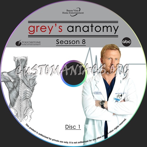 Grey's Anatomy Season 8 dvd label