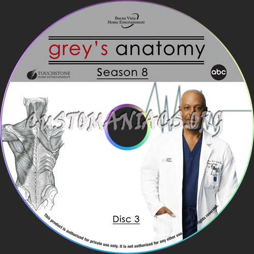 Grey's Anatomy Season 8 dvd label