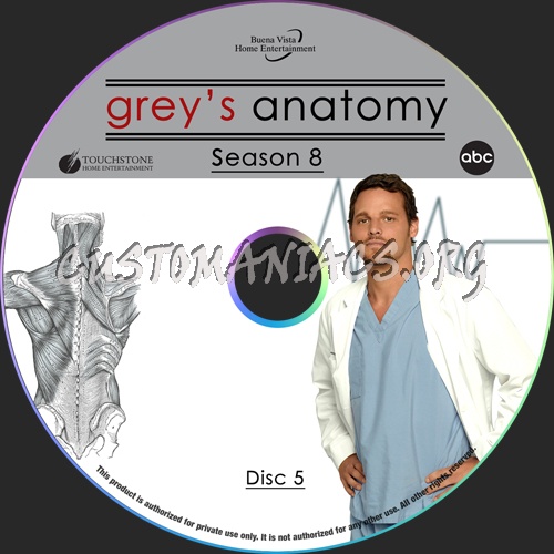 Grey's Anatomy Season 8 dvd label