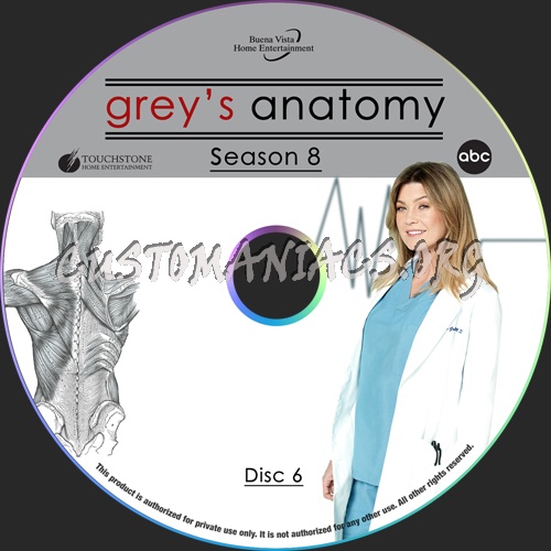 Grey's Anatomy Season 8 dvd label