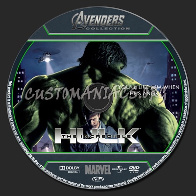 Avengers Collection - The Incredible Hulk dvd label