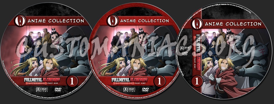 Anime Collection Full Metal Alchemist Brotherhood Part One dvd label