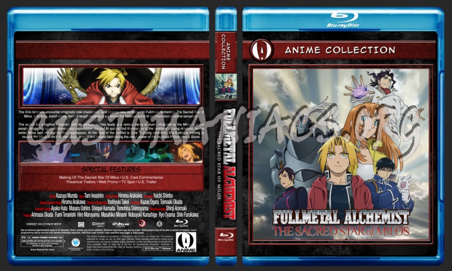 Anime Collection FullMetal Alchemist The Sacred Star Of Milos blu-ray cover