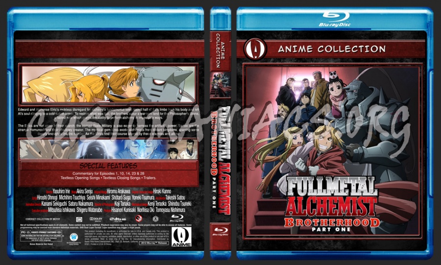 Anime Collection FullMetal Alchemist Brotherhood Part One blu-ray cover