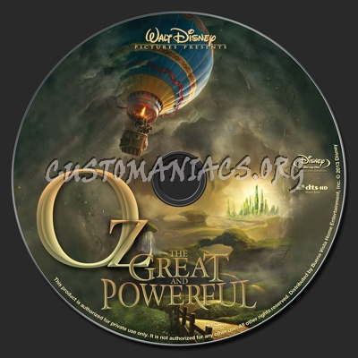 Oz The Great And Powerful blu-ray label