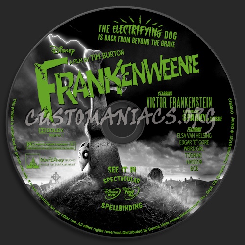 Frankenweenie dvd label