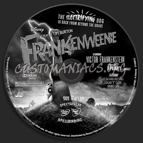 Frankenweenie dvd label