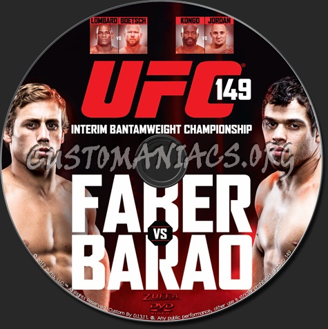 UFC 149 Faber vs Baro dvd label