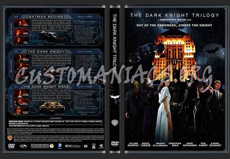 The Dark Knight Trilogy - Batman Begins - The Dark Knight - The Dark Knight Rises dvd cover