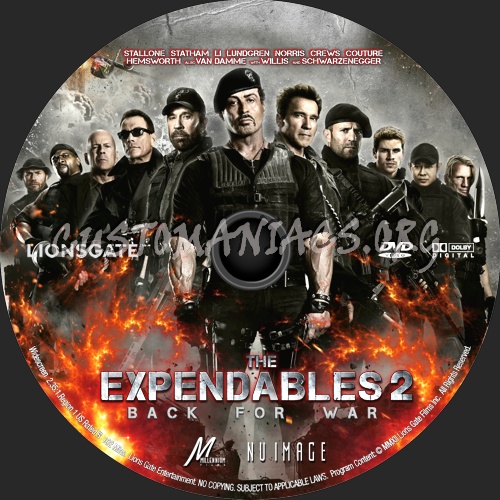 The Expendables 2 (2012) dvd label
