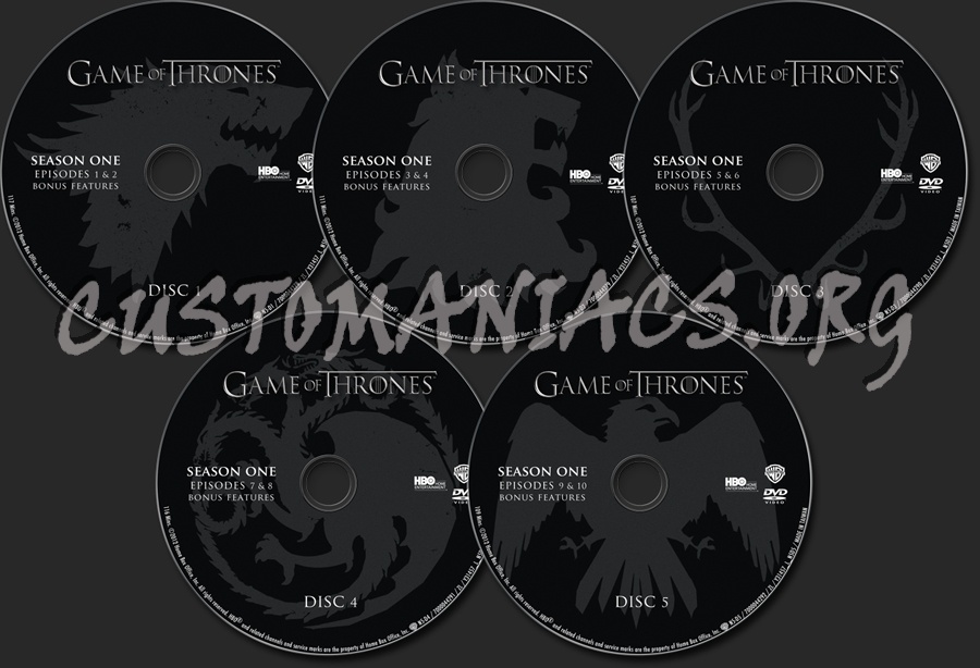 Game of Thrones Season 1 dvd label