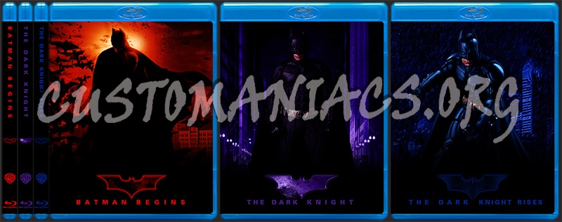 Christopher Nolan Trilogy - Batman Begins - The Dark Knight - The Dark Knight Rises blu-ray cover