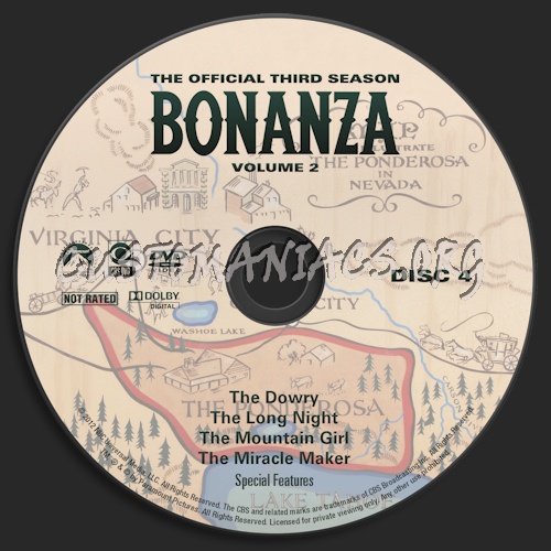 Bonanza Season 3 Volume 2 dvd label