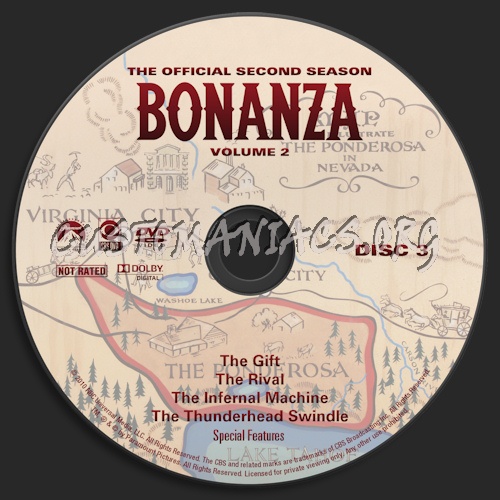 Bonanza Season 2 Volume 2 dvd label