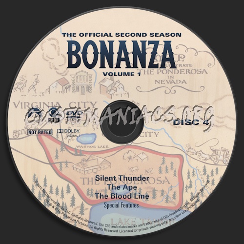 Bonanza Season 2 Volume 1 dvd label