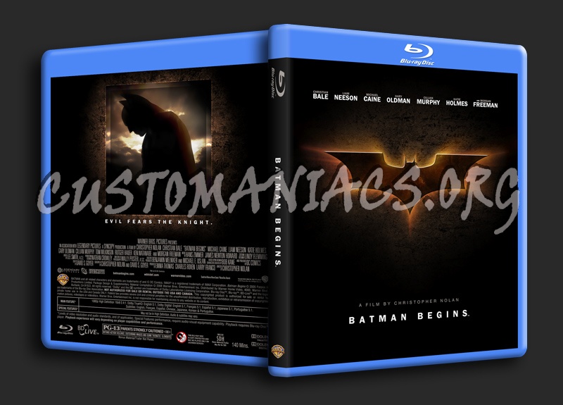 The Dark Knight Trilogy (Batman Begins) blu-ray cover