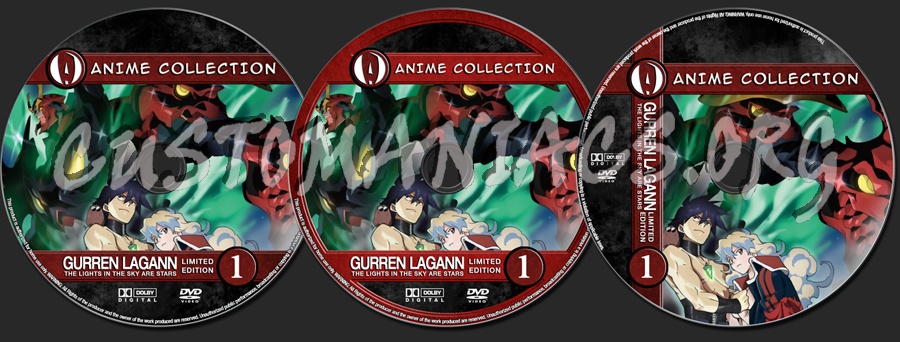Anime Collection Gurren Lagann The Lights In The Sky Are Stars Limited Edition dvd label